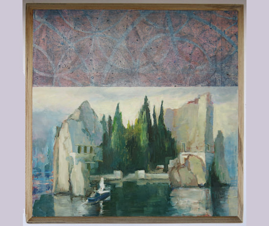 From Ranahan, through Corbal to Bocklin,
28 x 28cms, oil on plywood panel From Ranahan, through Corbal to Bocklin